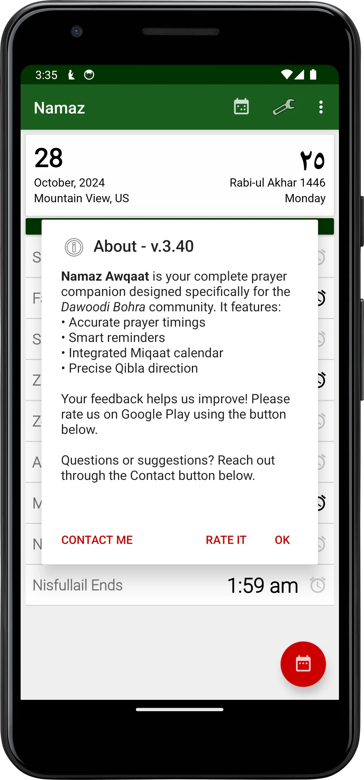 Namaz Awqaat with Miqaat | Indus Appstore | Screenshot