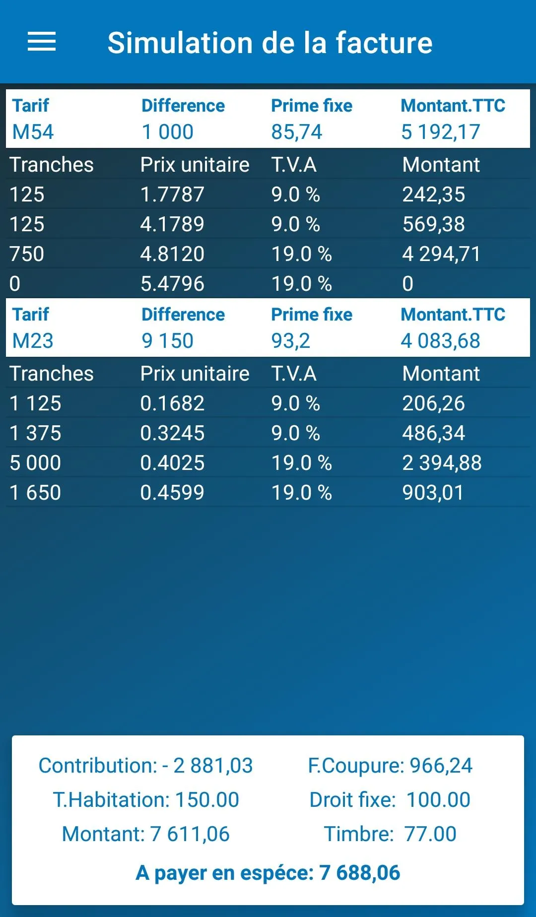 Facture Sonelgaz - calcul rapi | Indus Appstore | Screenshot