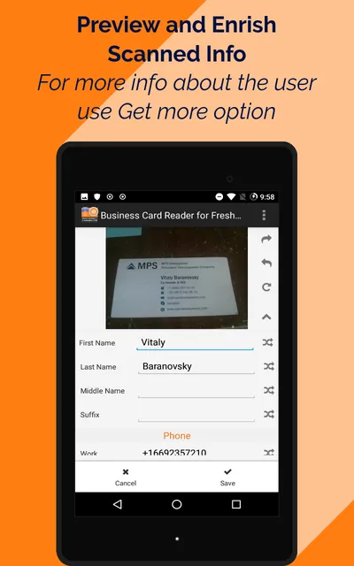 Business Card Reader for Fresh | Indus Appstore | Screenshot