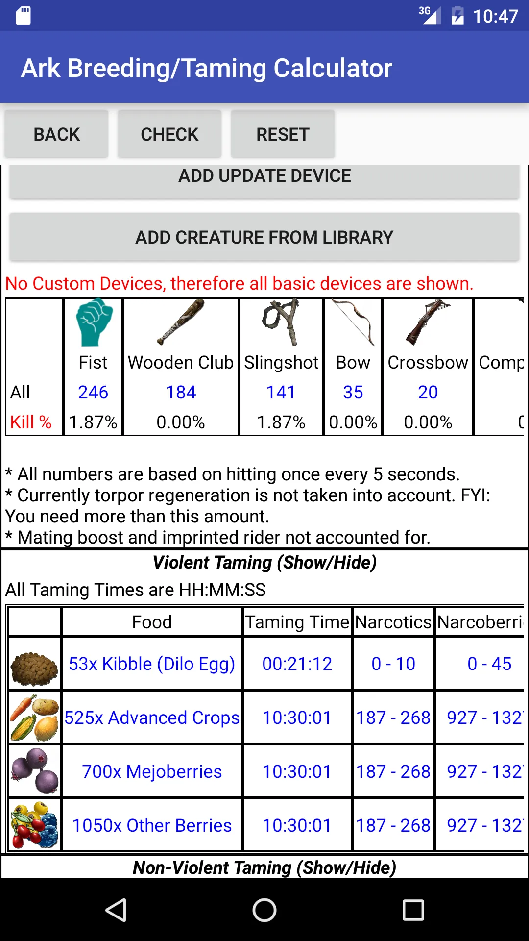 Breed/Taming Calc:Ark Suvivial | Indus Appstore | Screenshot