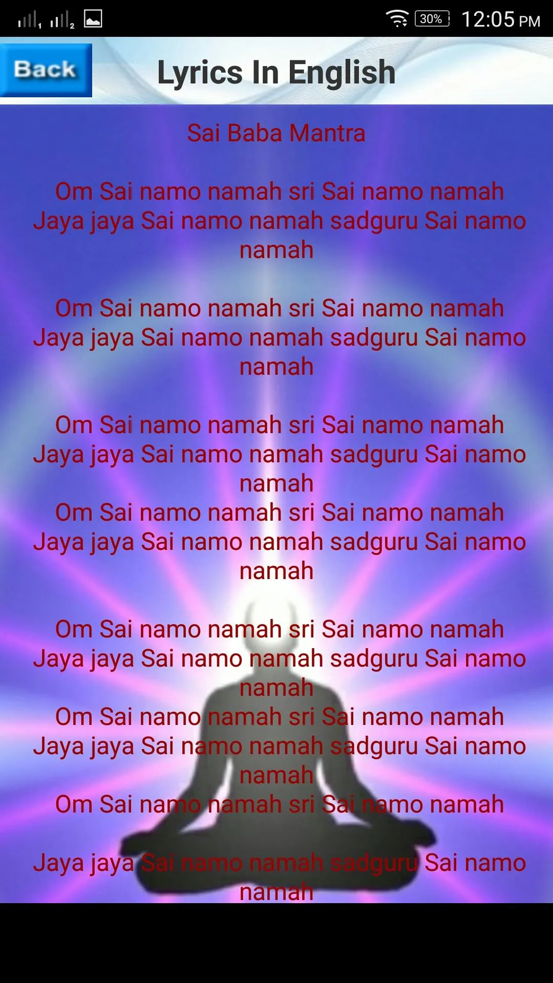 Sai Baba Mantra | Indus Appstore | Screenshot