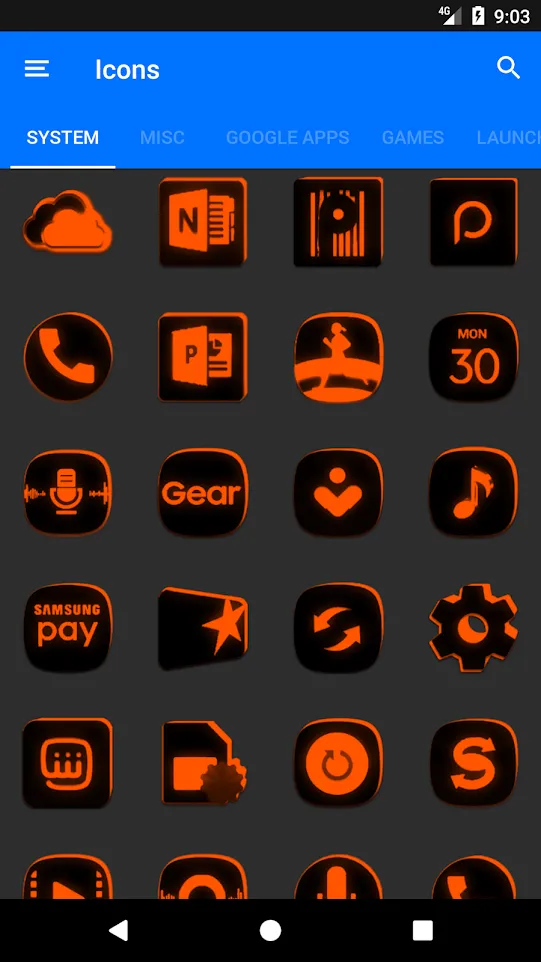 Flat Black and Orange IconPack | Indus Appstore | Screenshot