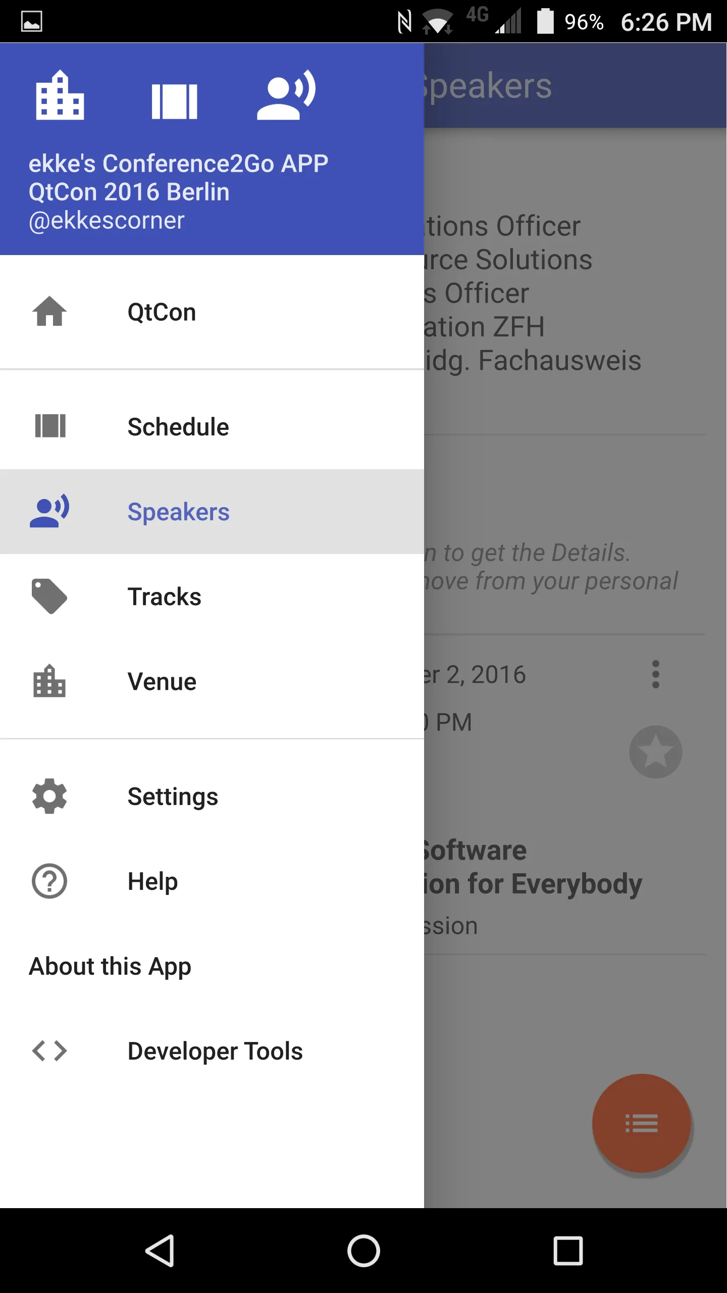 QtCon 2016 Conference App | Indus Appstore | Screenshot