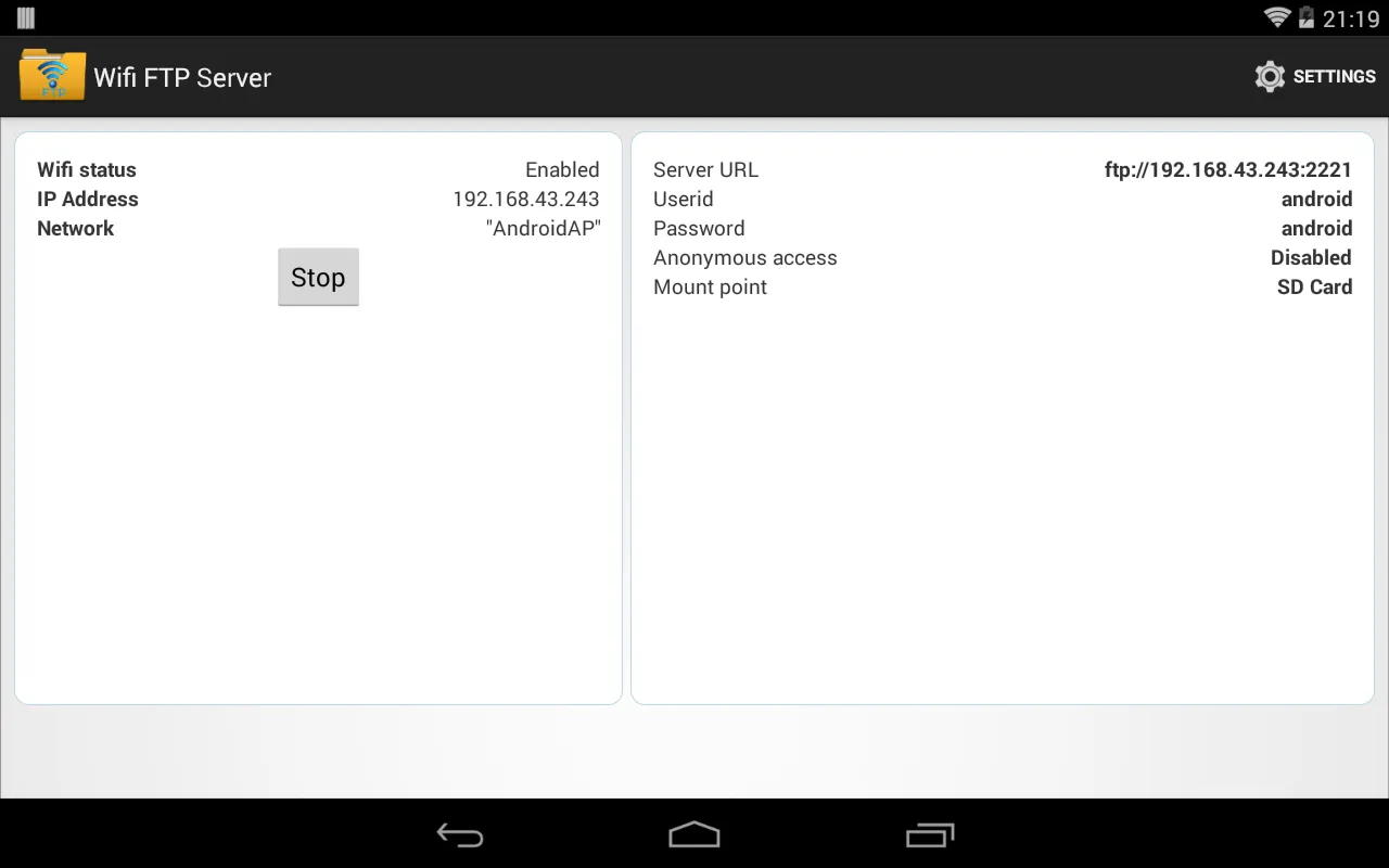 WiFi FTP Server | Indus Appstore | Screenshot