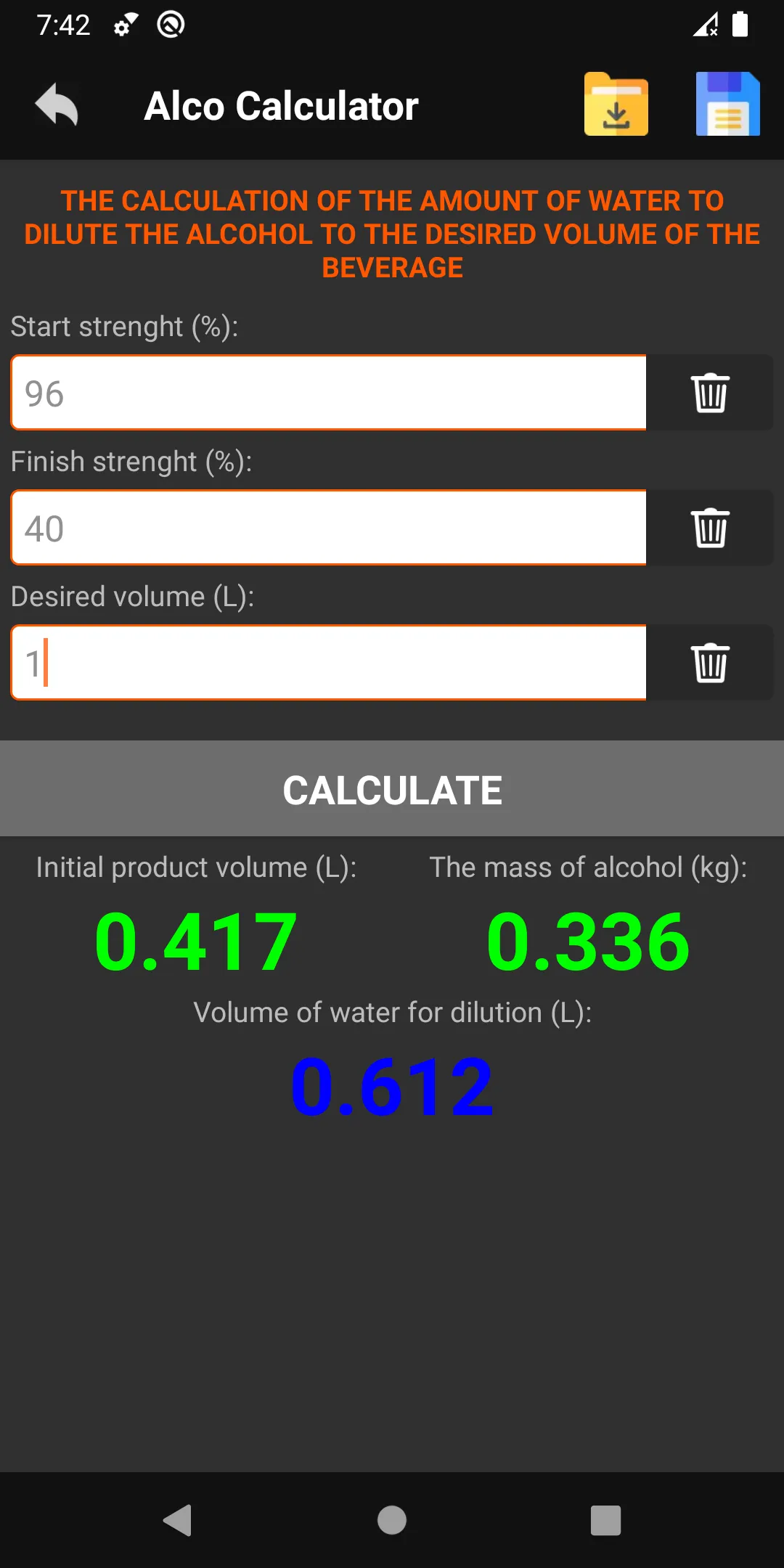 Alco Calculator for moonshiner | Indus Appstore | Screenshot