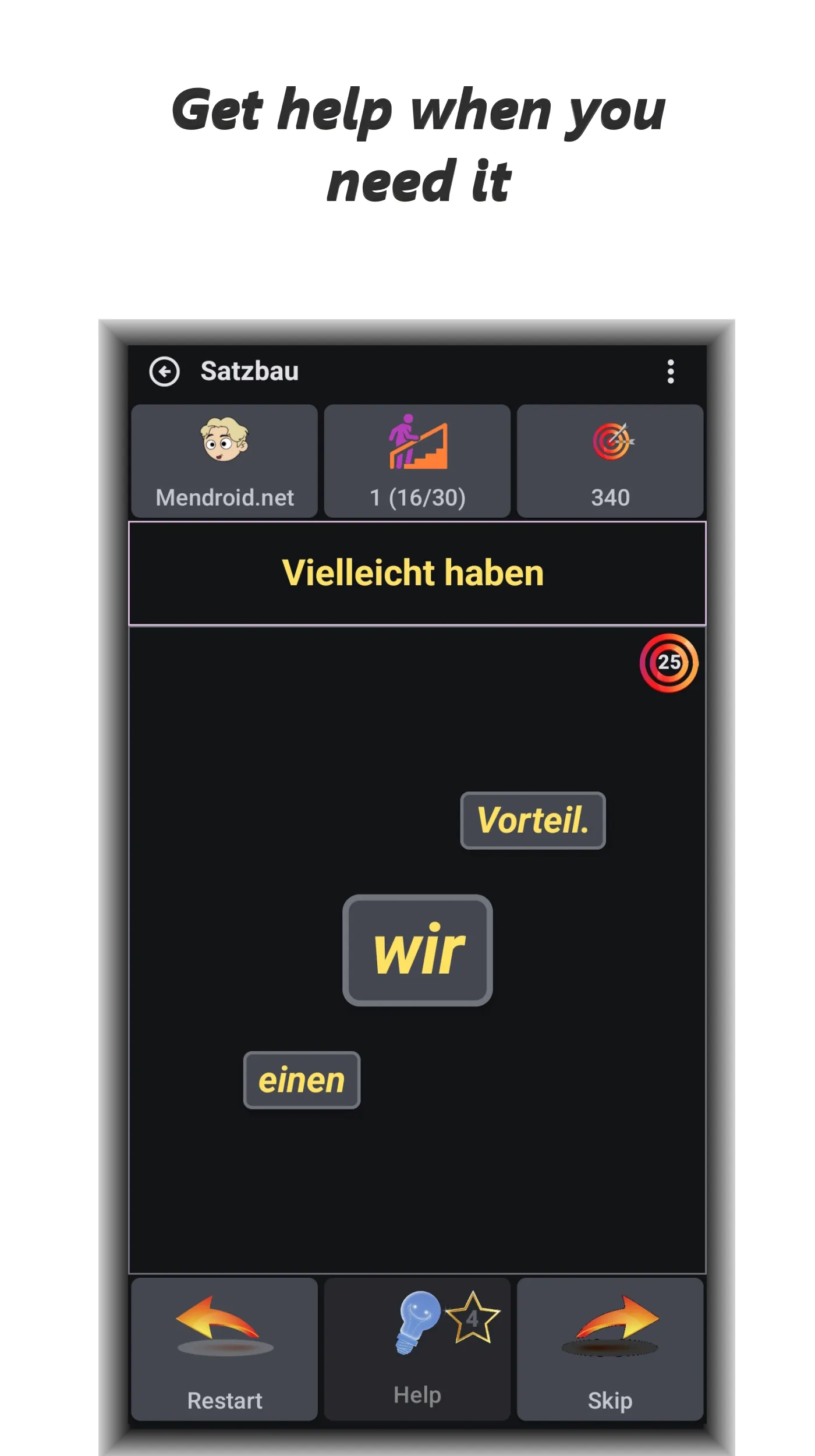 German sentence learn: Satzbau | Indus Appstore | Screenshot