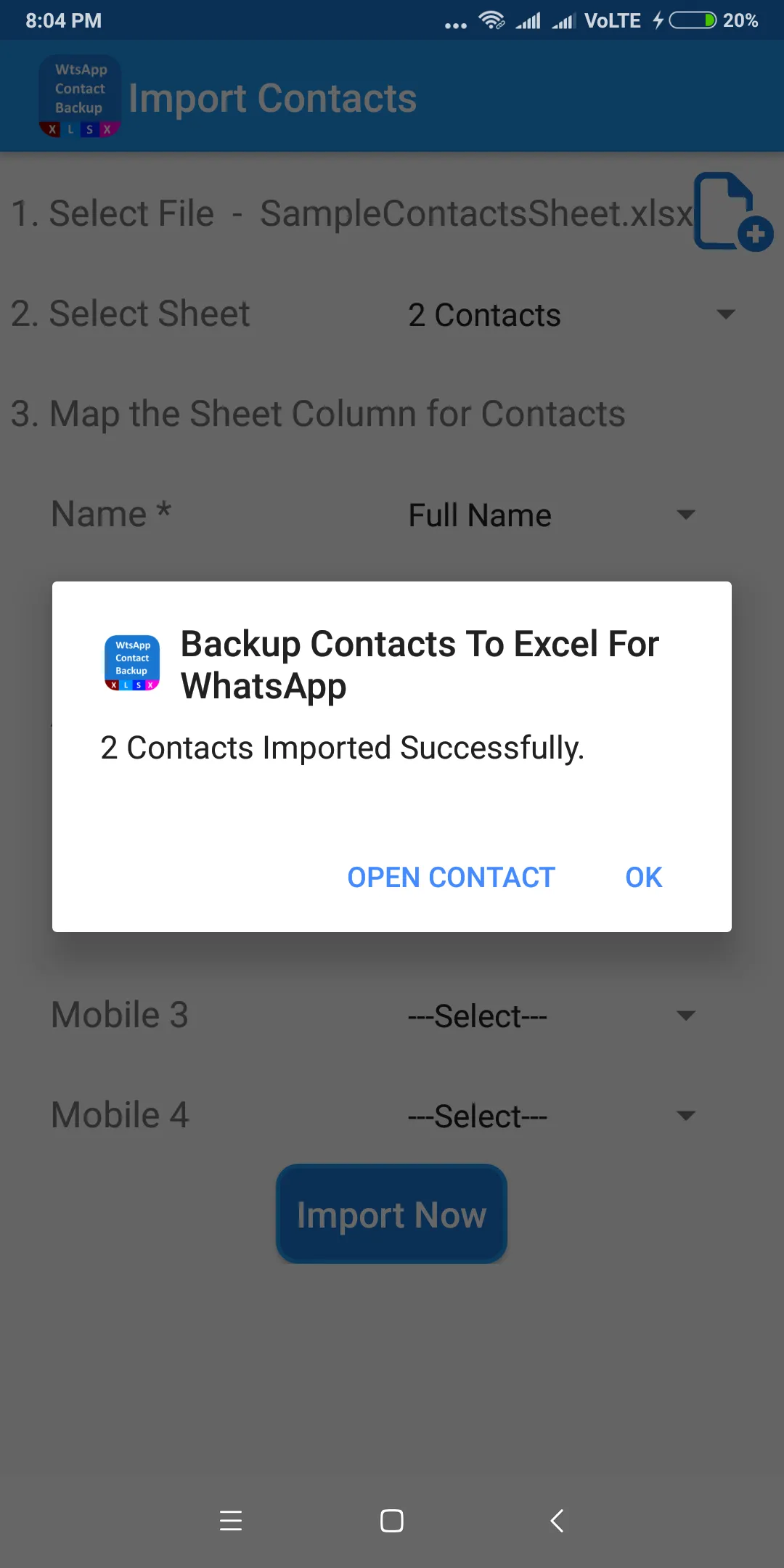 Backup Contacts To Excel For W | Indus Appstore | Screenshot