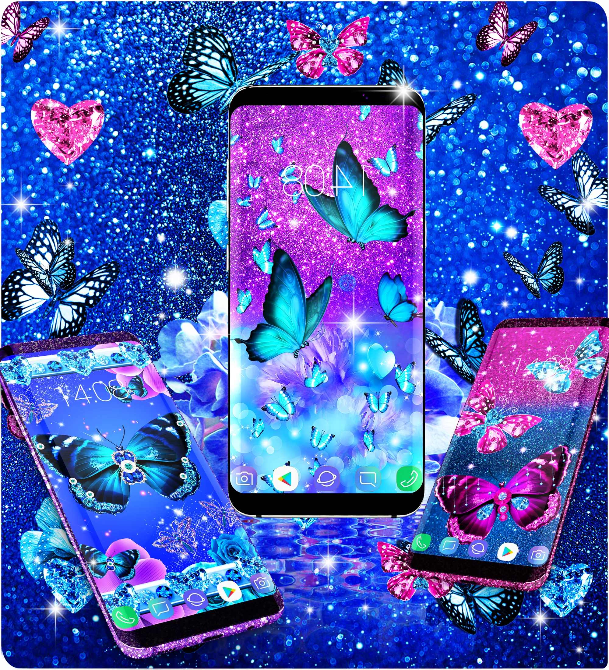 Blue glitz butterfly wallpaper | Indus Appstore | Screenshot