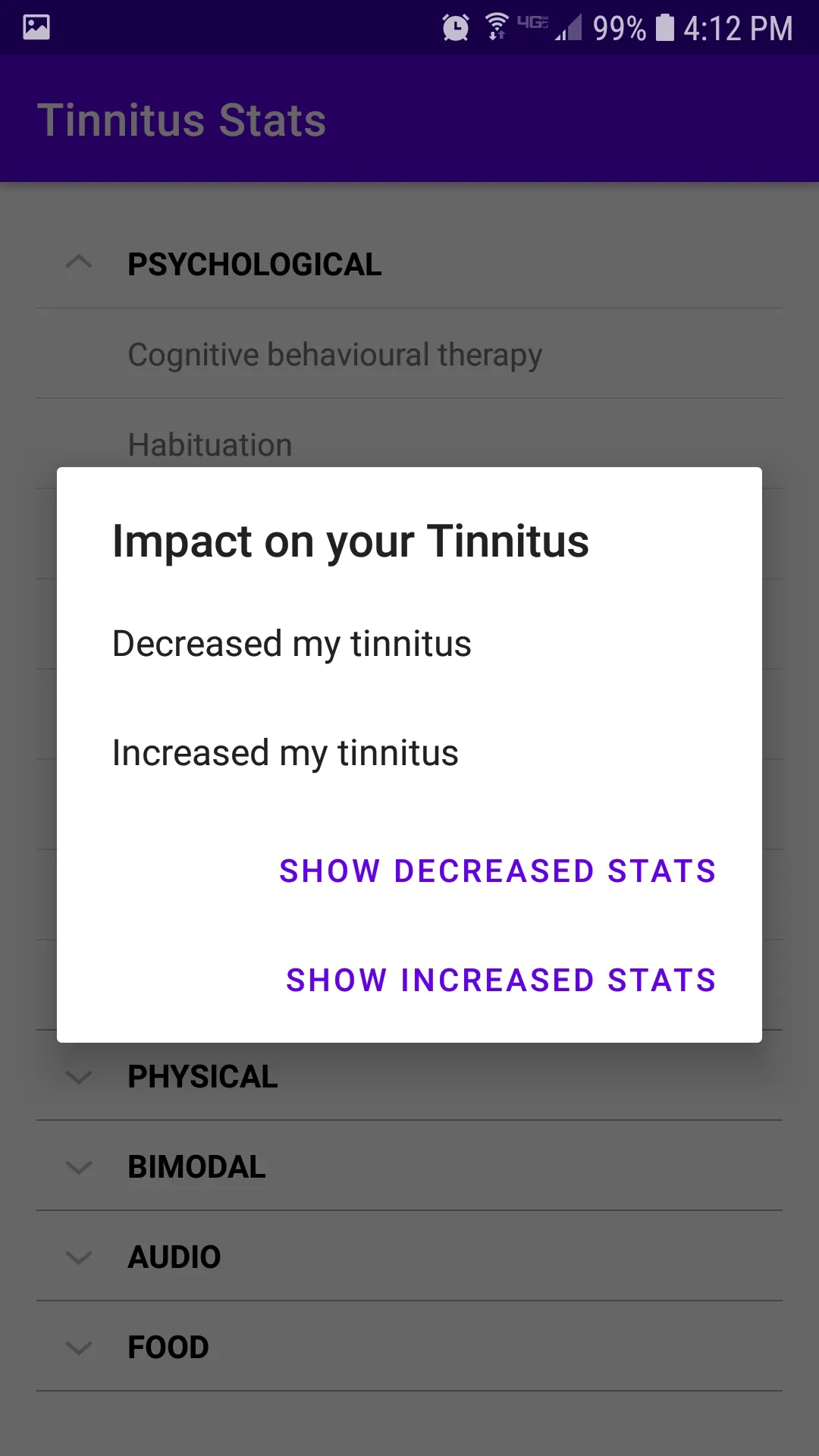 Tinnitus Stats | Indus Appstore | Screenshot