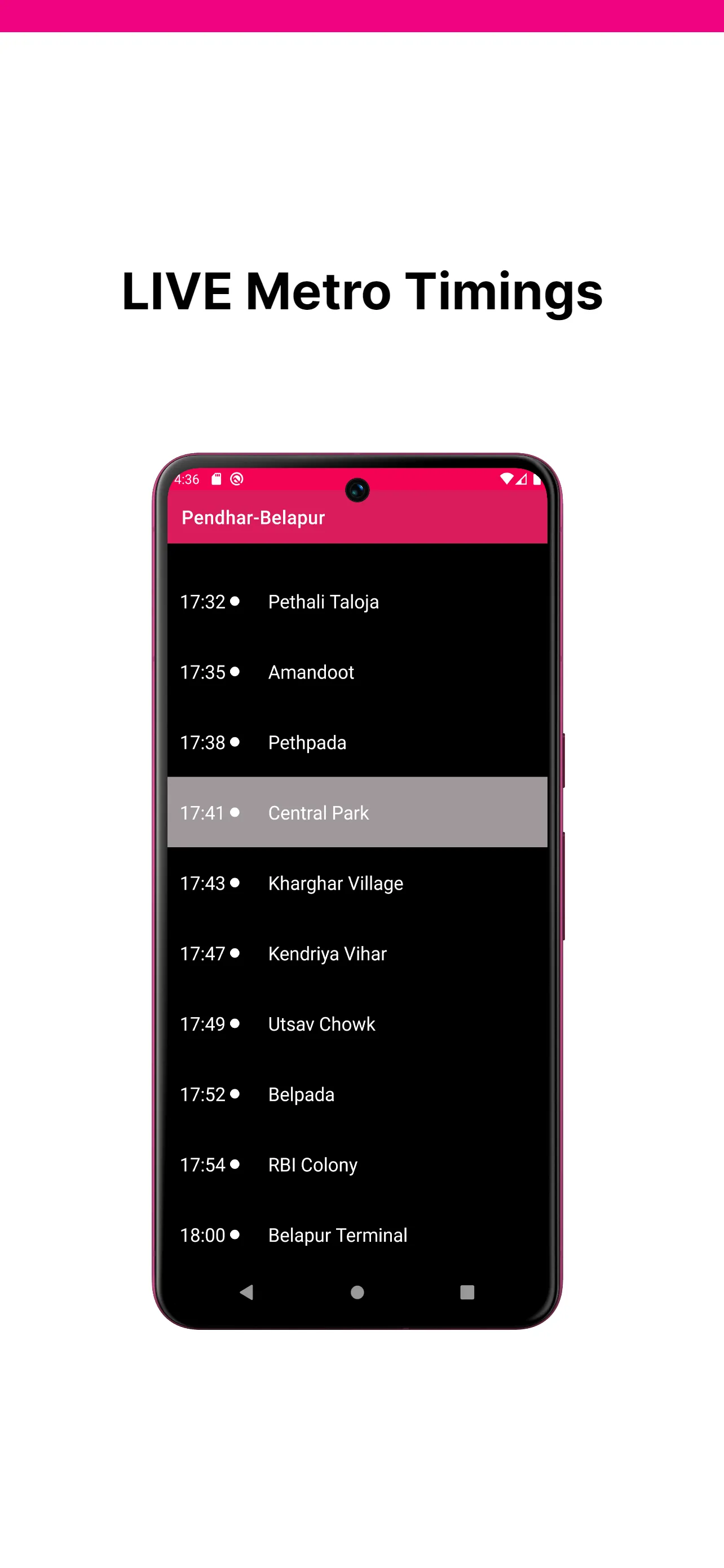 Navi Mumbai Metro - Time Table | Indus Appstore | Screenshot