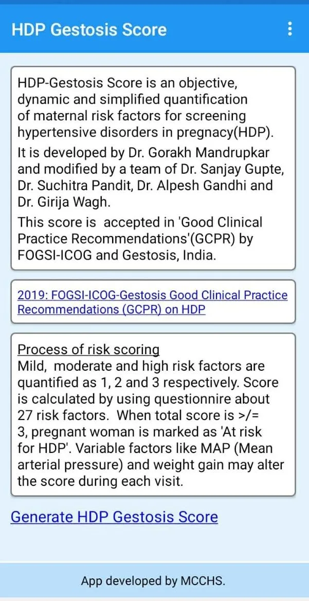 HDP Gestosis Score | Indus Appstore | Screenshot