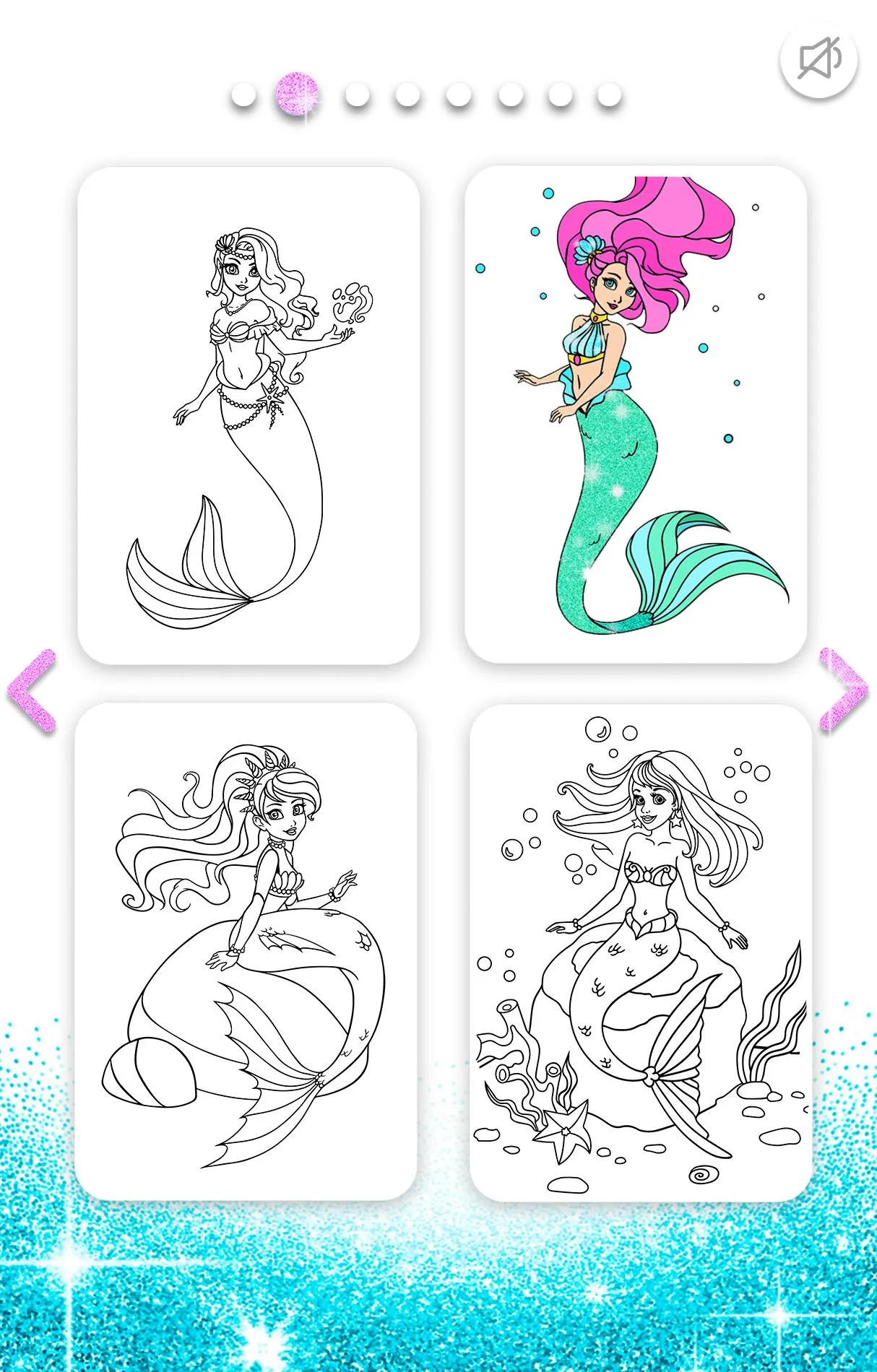 Mermaid Coloring Page Glitter | Indus Appstore | Screenshot