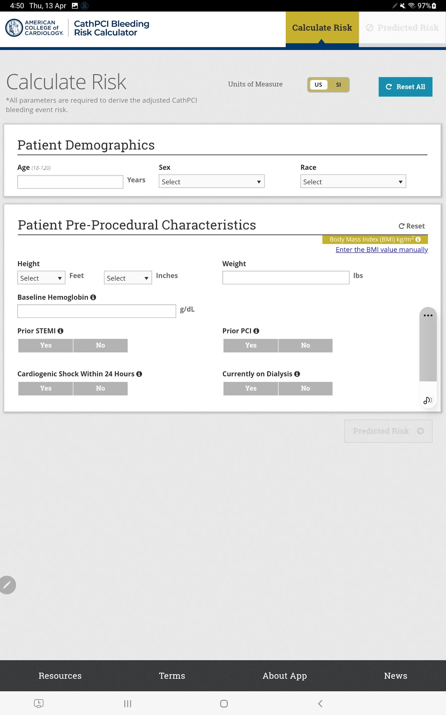 CathPCI Risk Calculator | Indus Appstore | Screenshot