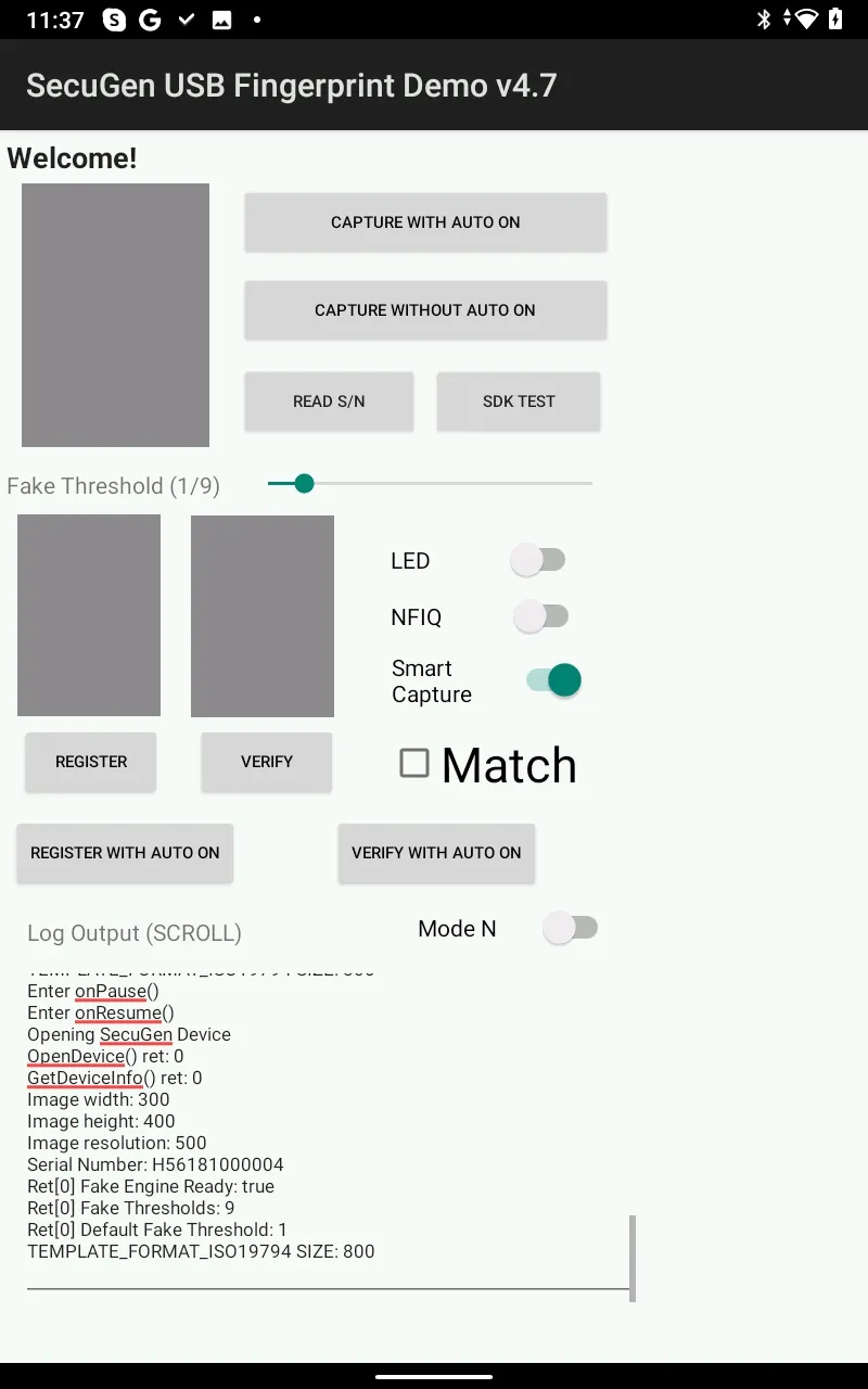 SecuGen USB Fingerprint Demo | Indus Appstore | Screenshot