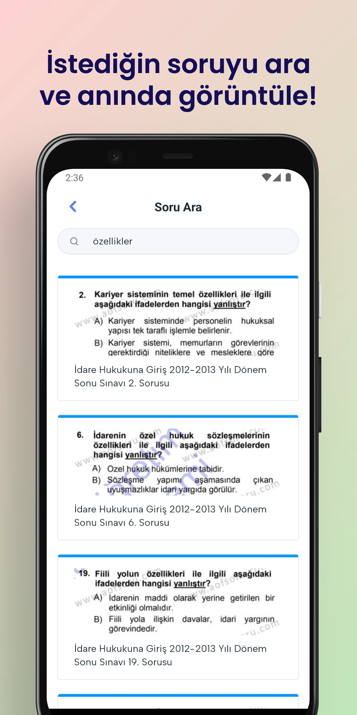 AÖF Soru, AÖF Çıkmış Sorular | Indus Appstore | Screenshot