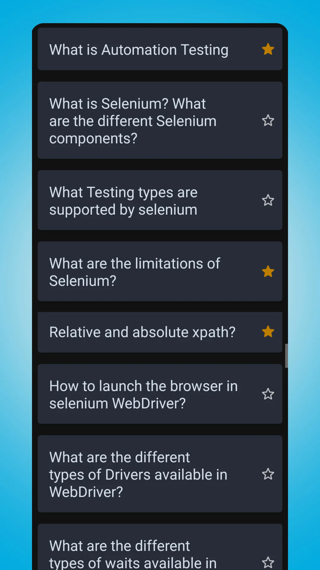 Selenium|Python|Java Questions | Indus Appstore | Screenshot