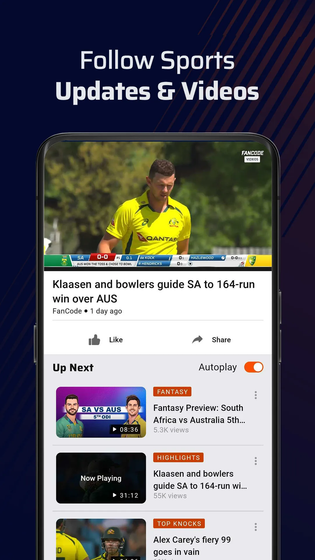 FanCode-Live Cricket, Formula1 | Indus Appstore | Screenshot