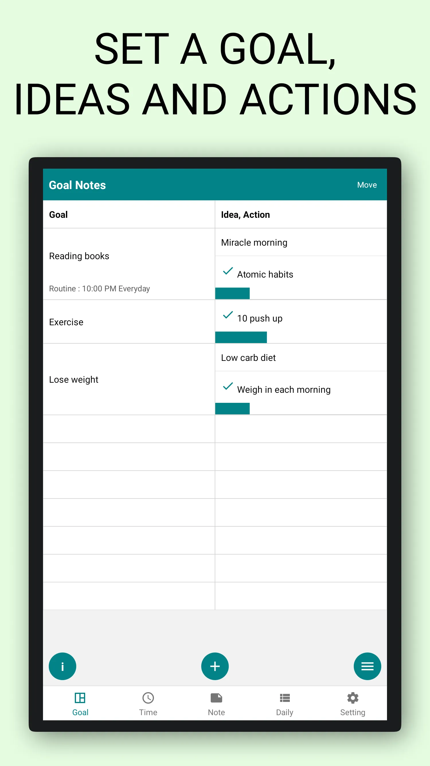 Goal notes - Goal time routine | Indus Appstore | Screenshot