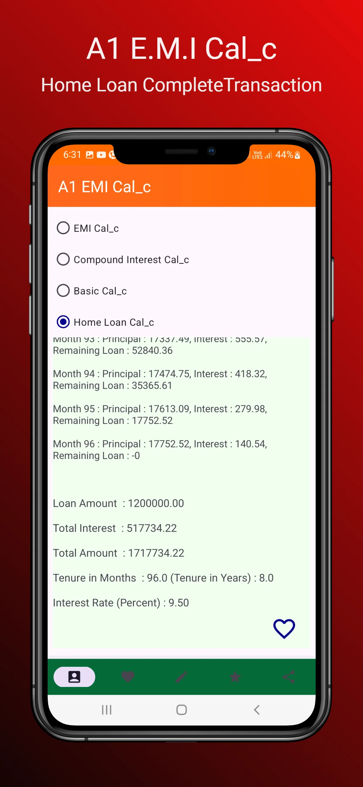 A1 EMI Calc - ALL Loan Planner | Indus Appstore | Screenshot