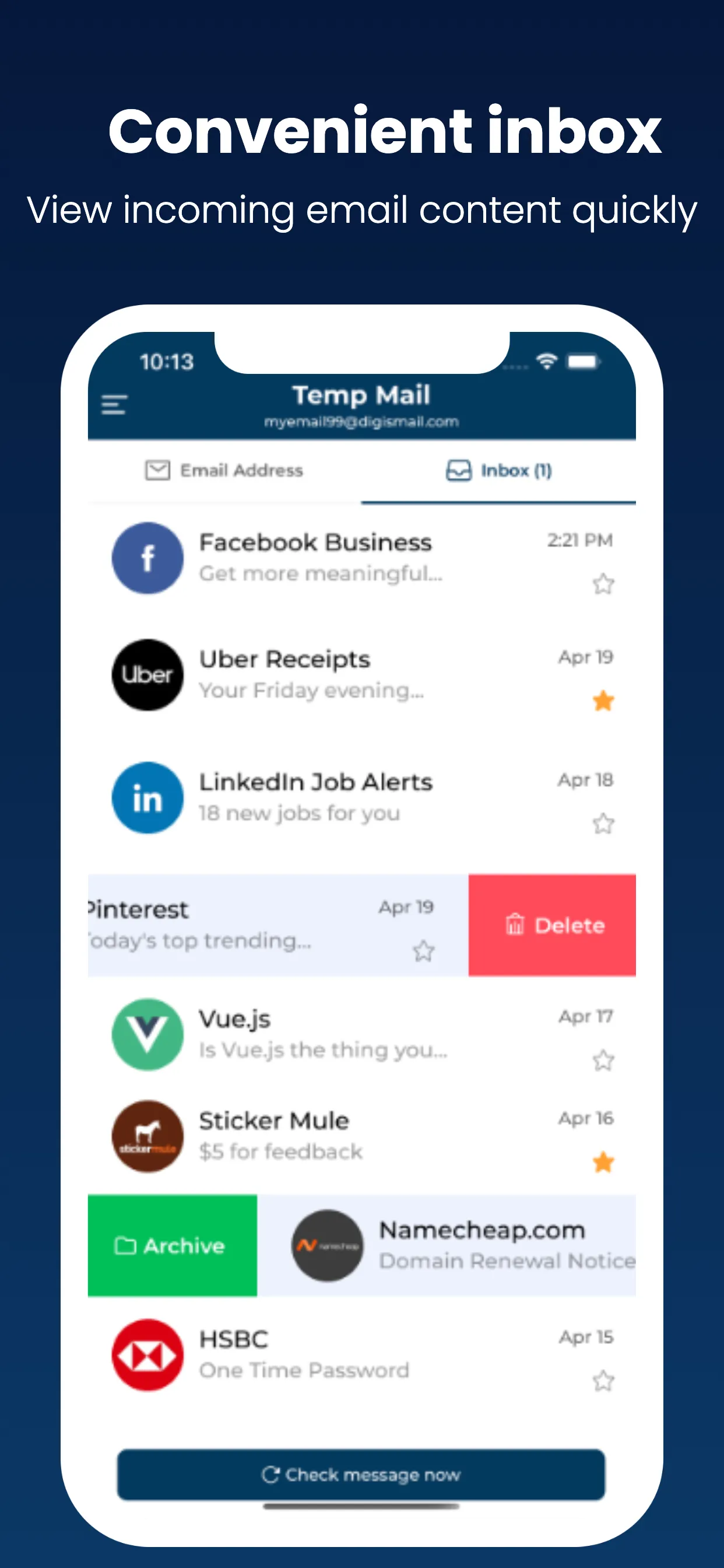 Virtual Mail - temp multi mail | Indus Appstore | Screenshot