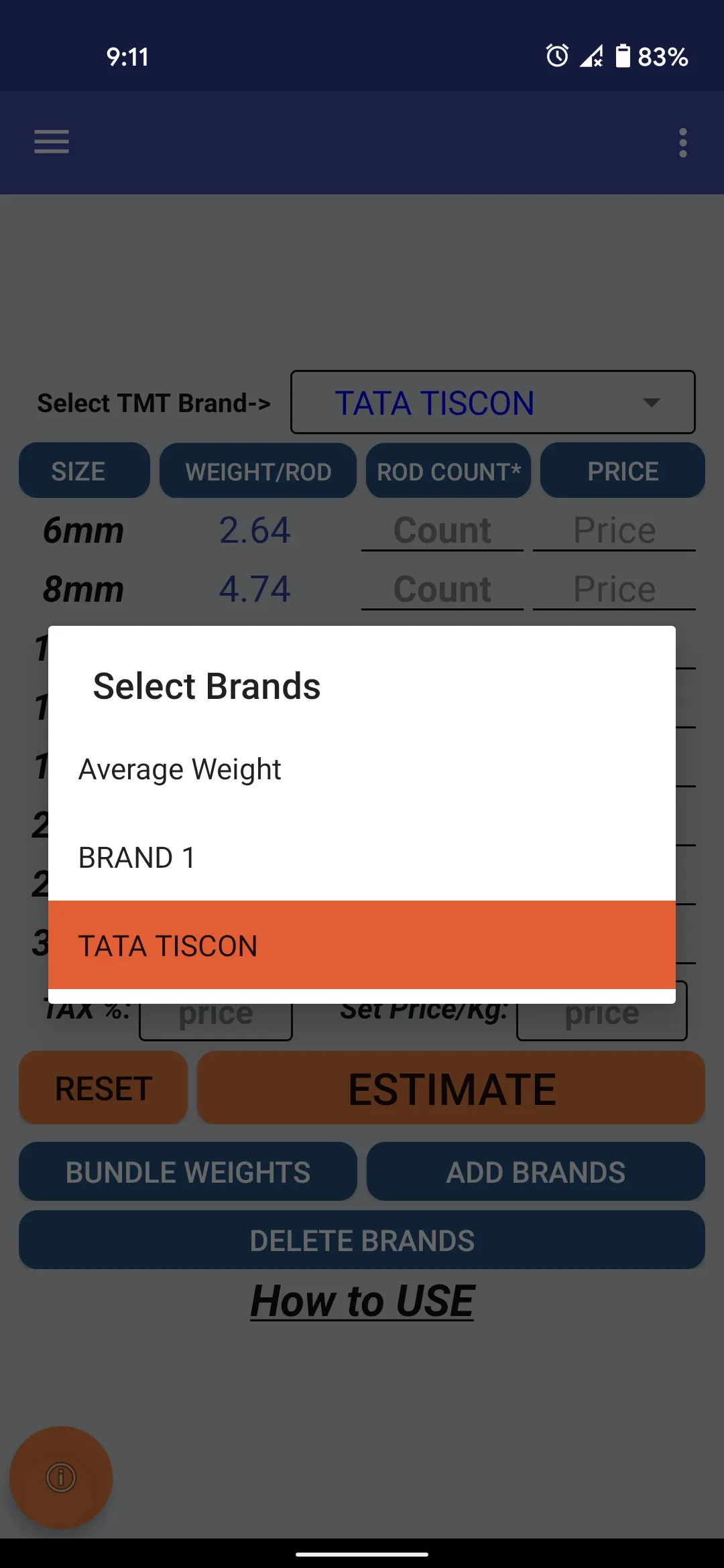 TMT Rebar Steel calculator | Indus Appstore | Screenshot