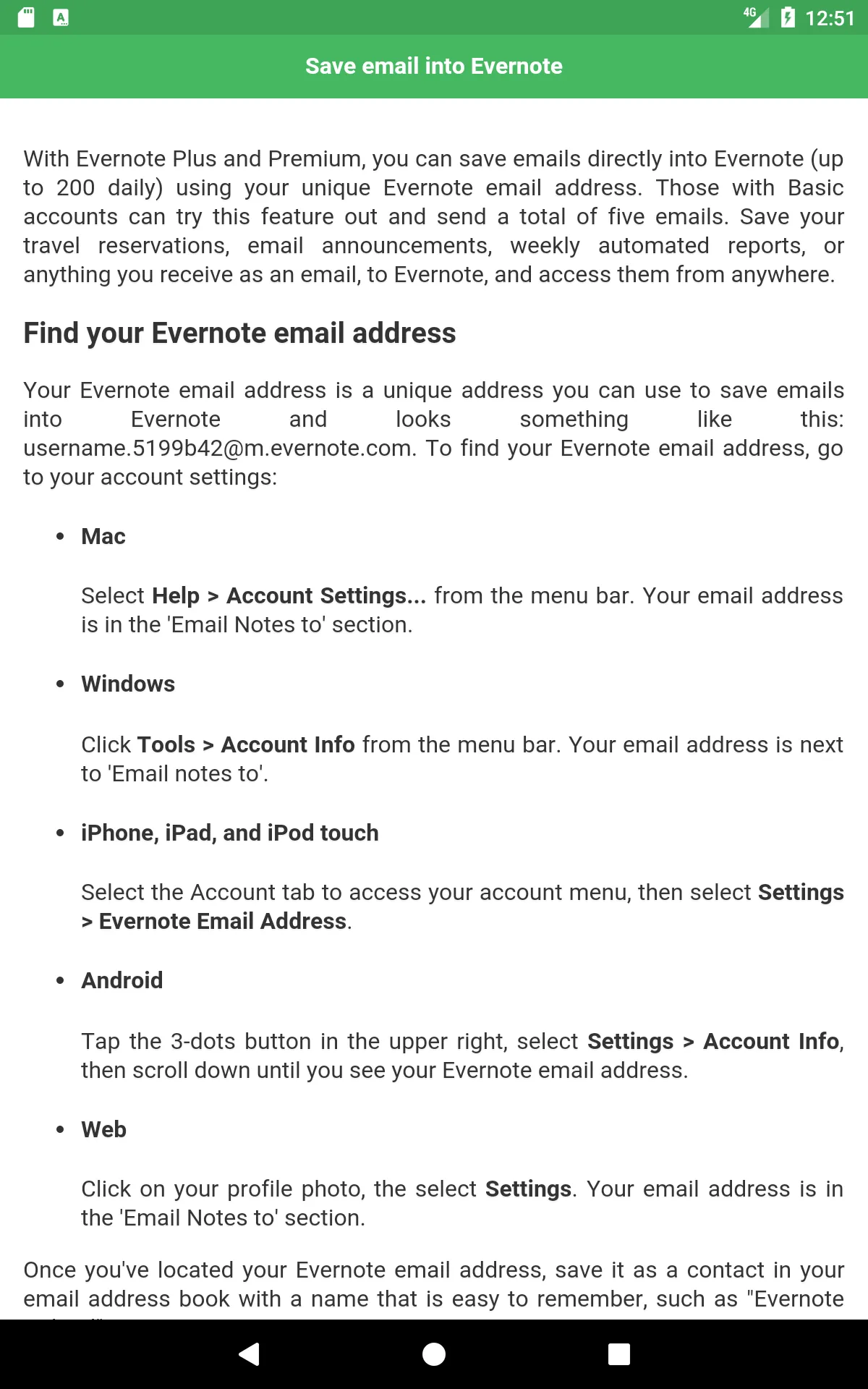 User Guide for Evernote | Indus Appstore | Screenshot