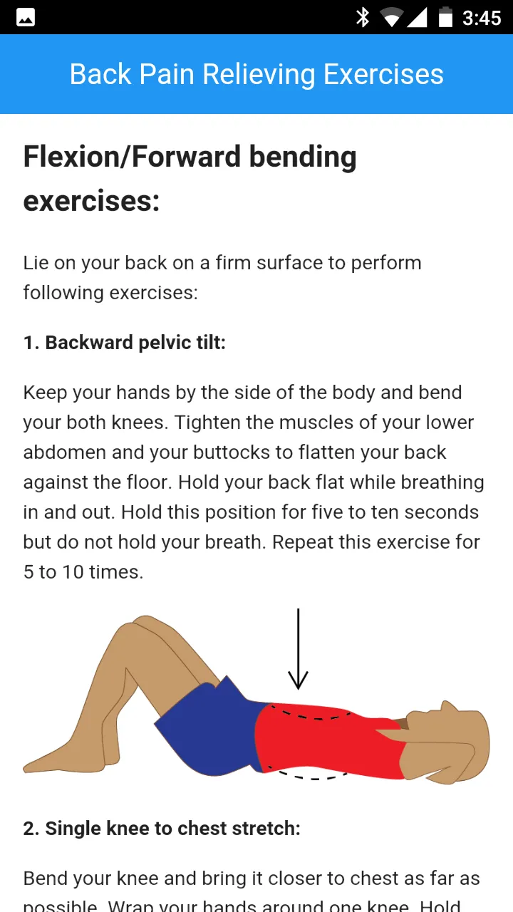 Back Pain Relieving Exercises | Indus Appstore | Screenshot