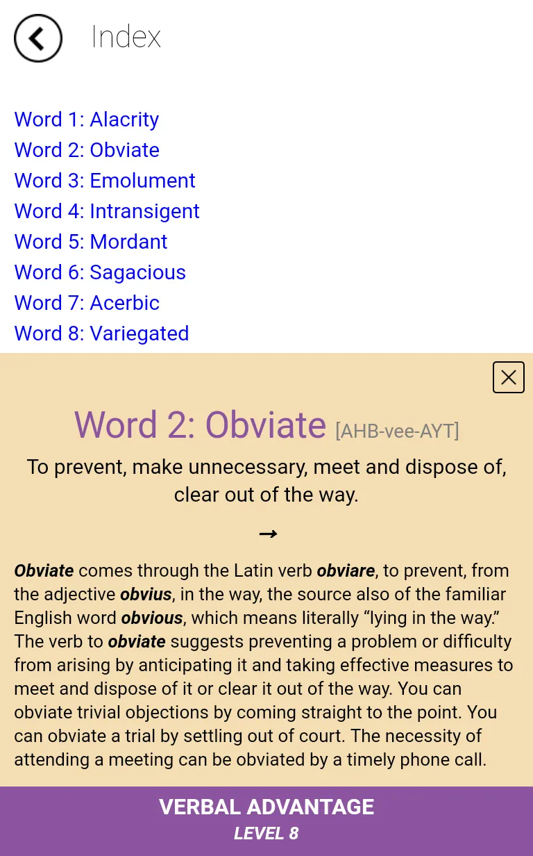 Verbal Advantage - Level 8 | Indus Appstore | Screenshot