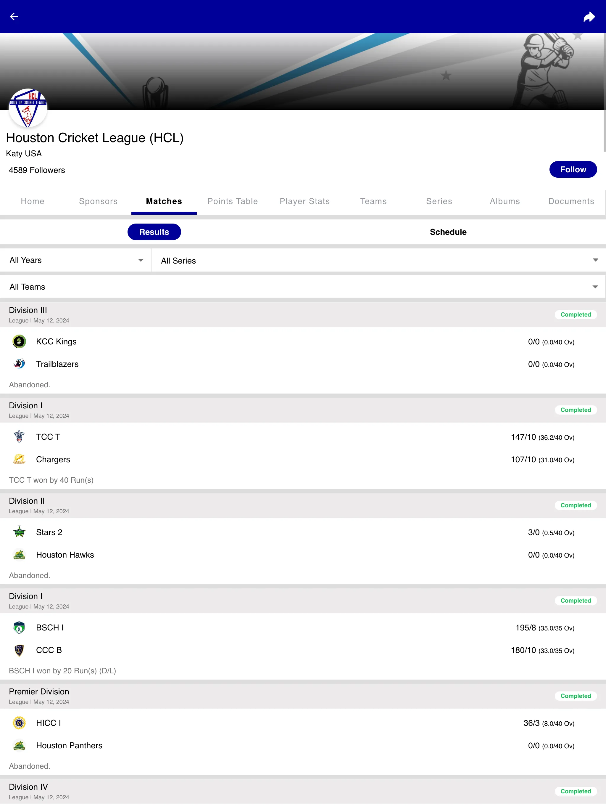 Houston Cricket League | Indus Appstore | Screenshot