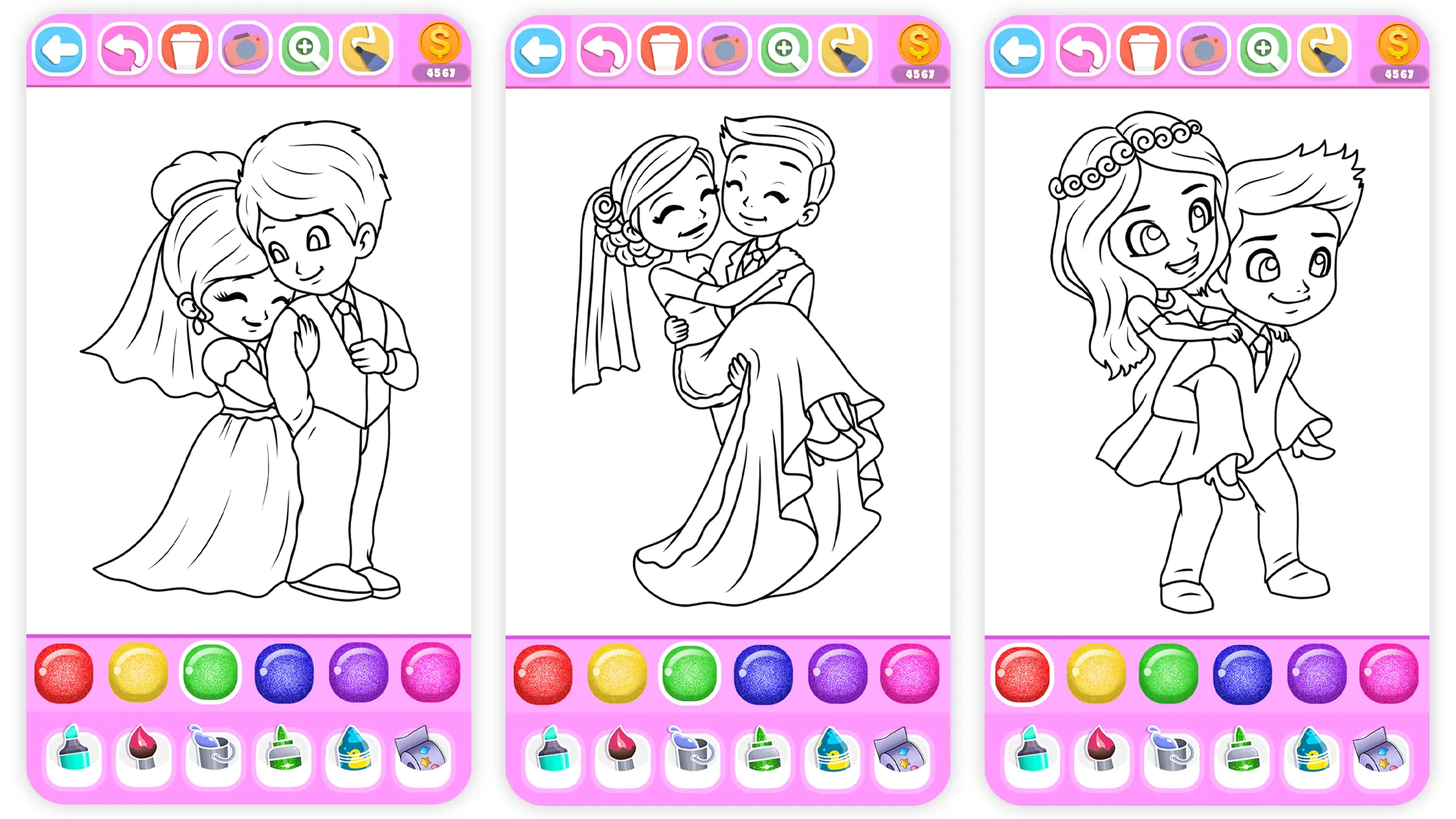 Princess Wedding Coloring Game | Indus Appstore | Screenshot