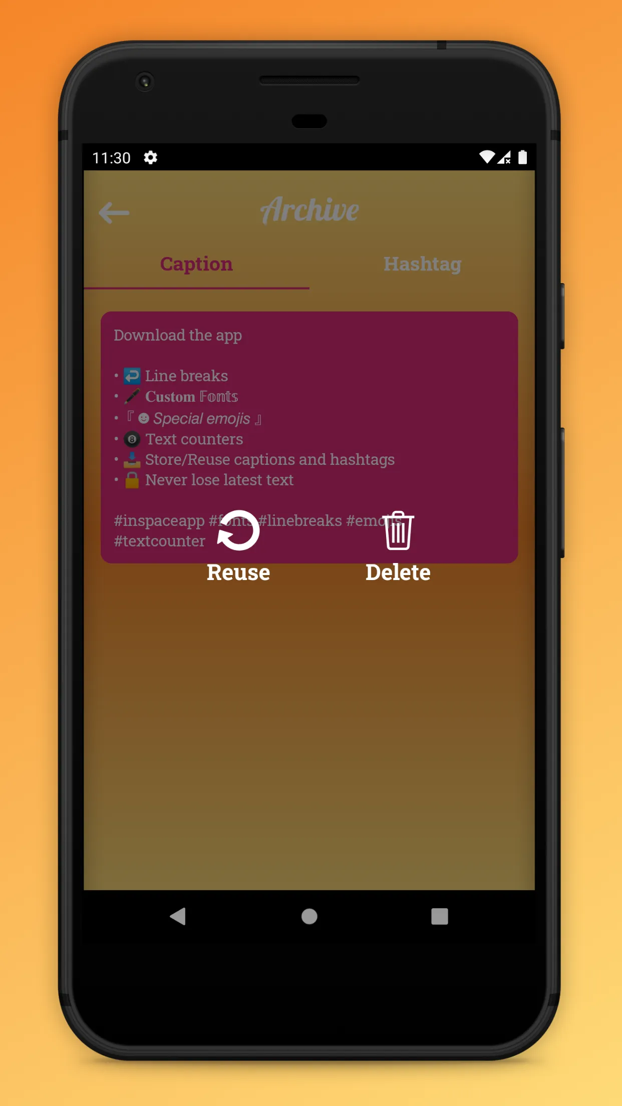 InSpace caption for Instagram | Indus Appstore | Screenshot