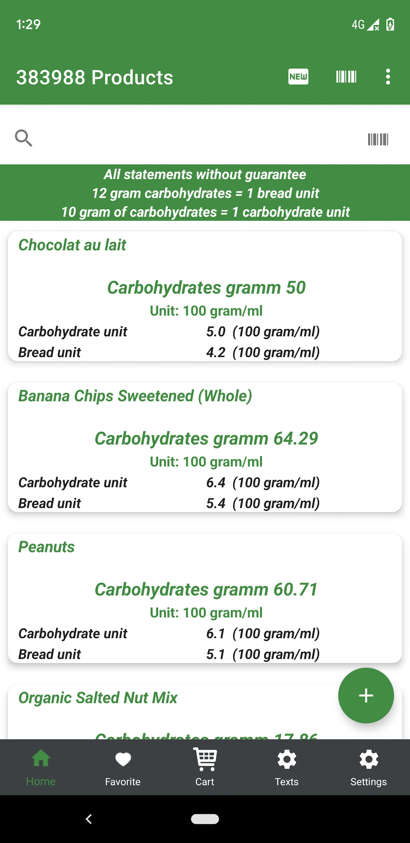 Nutrition table Food Diary | Indus Appstore | Screenshot