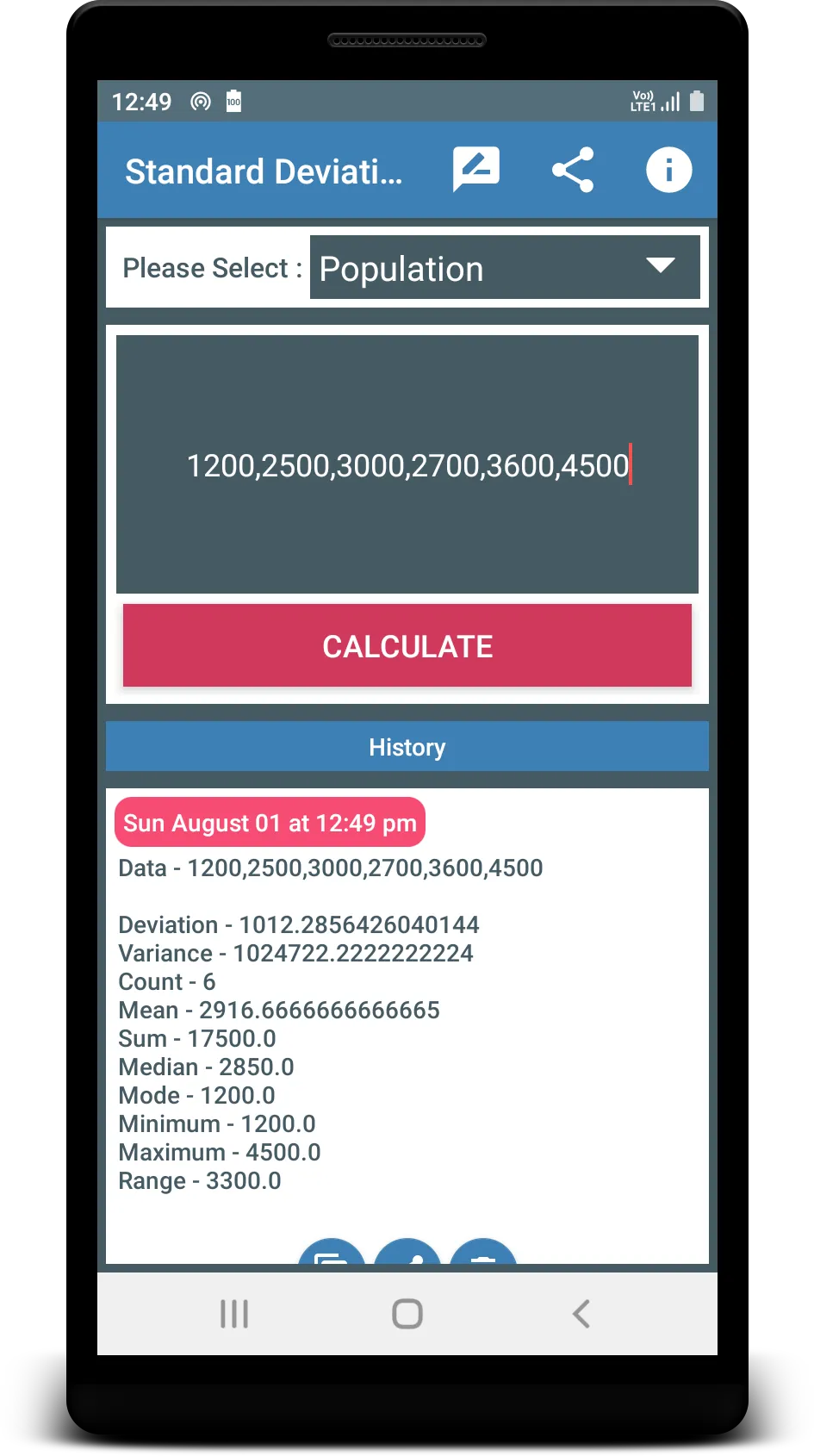 Standard Deviation Calculator | Indus Appstore | Screenshot