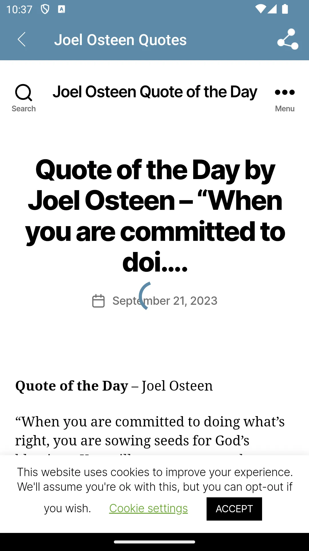 Joel Osteen Quote of the Day | Indus Appstore | Screenshot