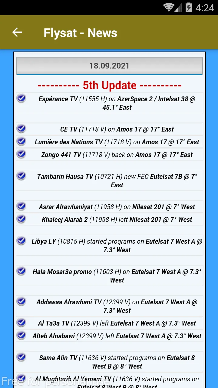 Intelsat Frequency List | Indus Appstore | Screenshot