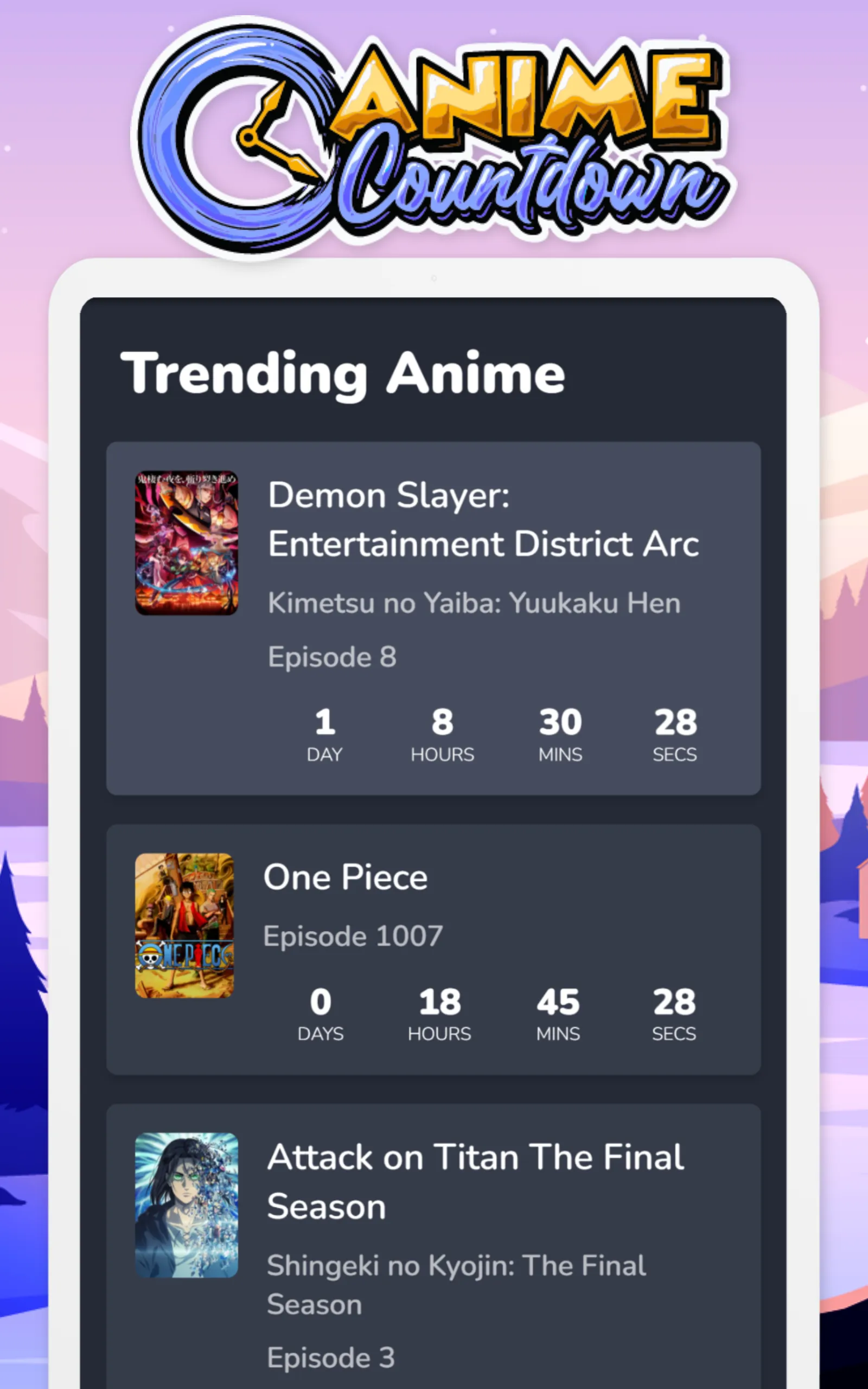 Anime Countdown | Indus Appstore | Screenshot