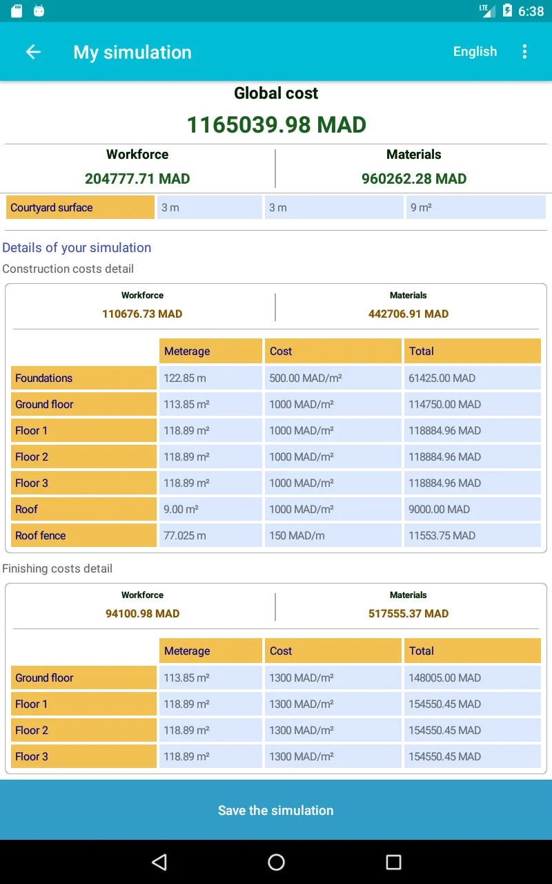 Construction price simulator | Indus Appstore | Screenshot