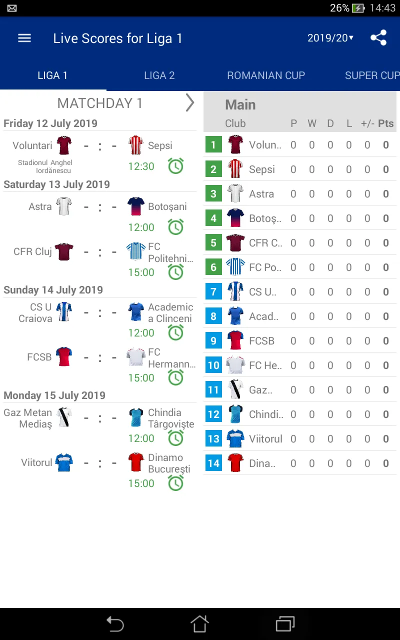 Live Scores for Liga 1 Romania | Indus Appstore | Screenshot