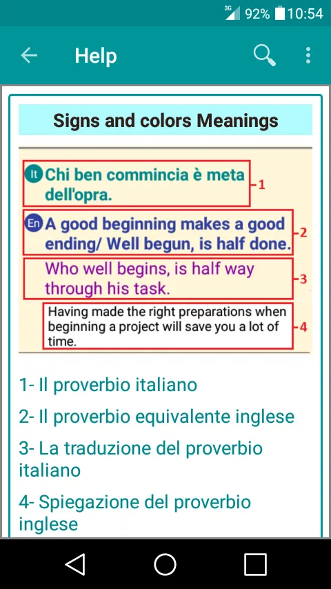 Italian-English Proverbs Dict. | Indus Appstore | Screenshot