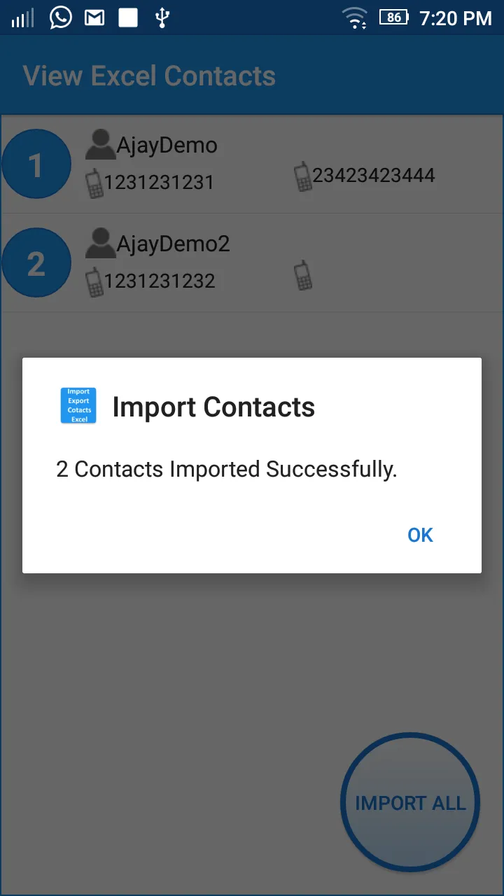 Import Export Contacts Excel | Indus Appstore | Screenshot