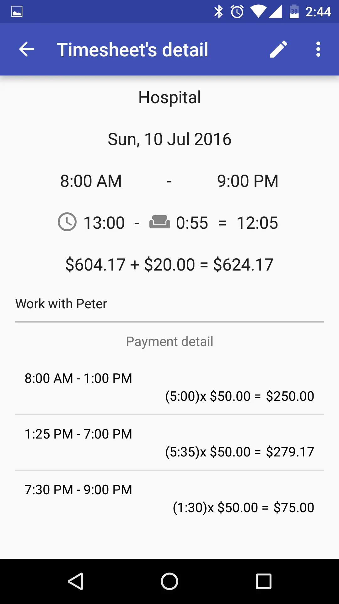 Timesheet History | Indus Appstore | Screenshot