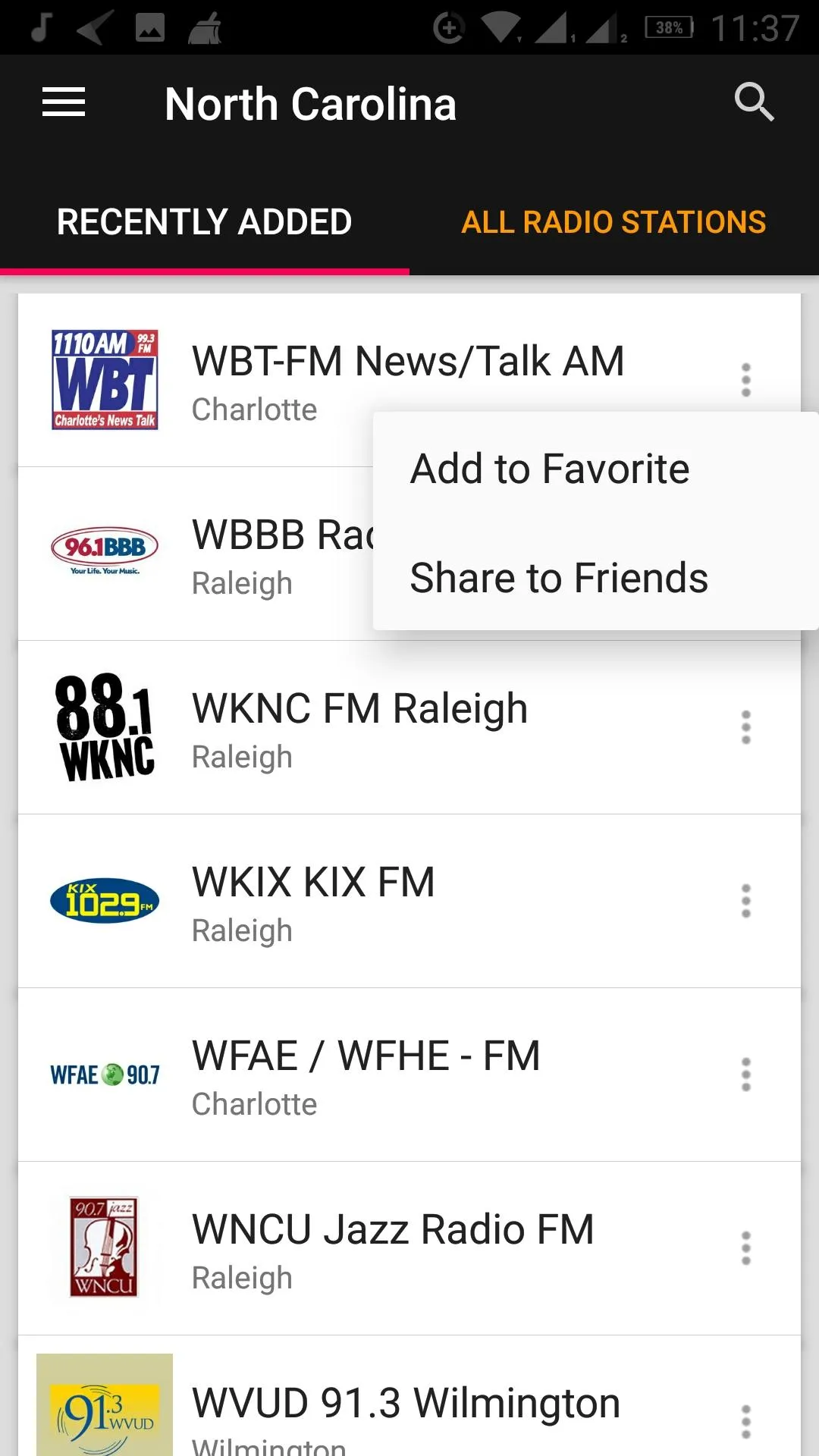 North Carolina Radio Stations | Indus Appstore | Screenshot