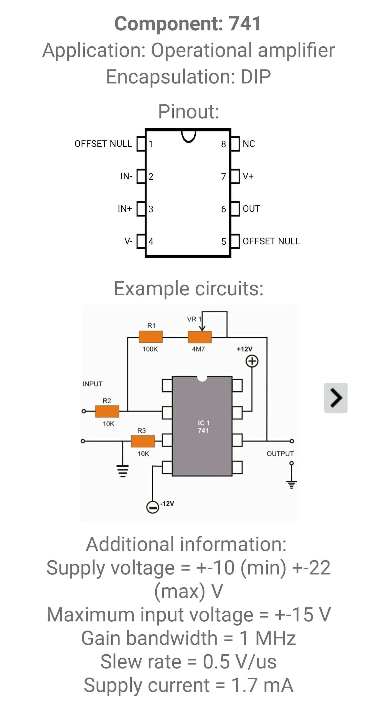 Electronic Component Pinouts | Indus Appstore | Screenshot