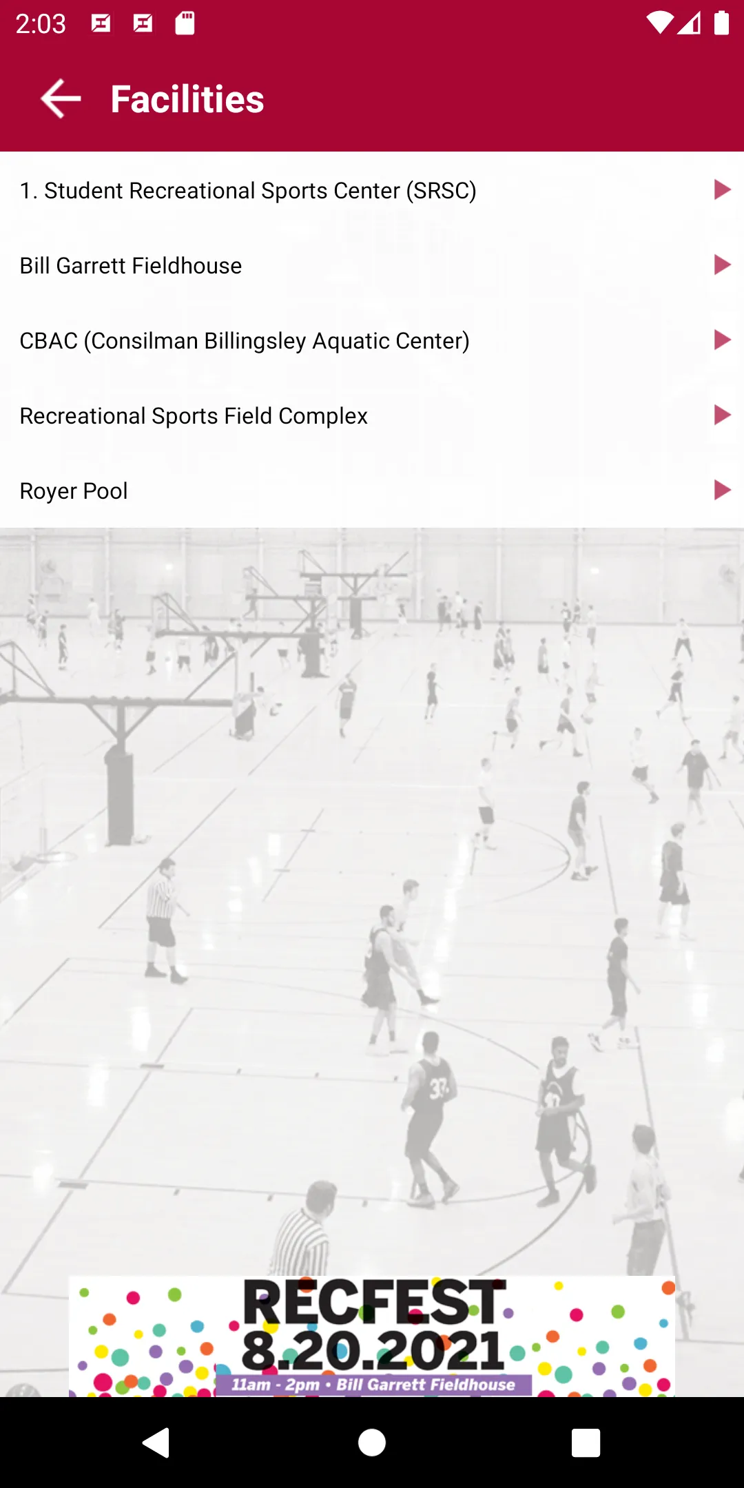 IU Recreational Sports | Indus Appstore | Screenshot