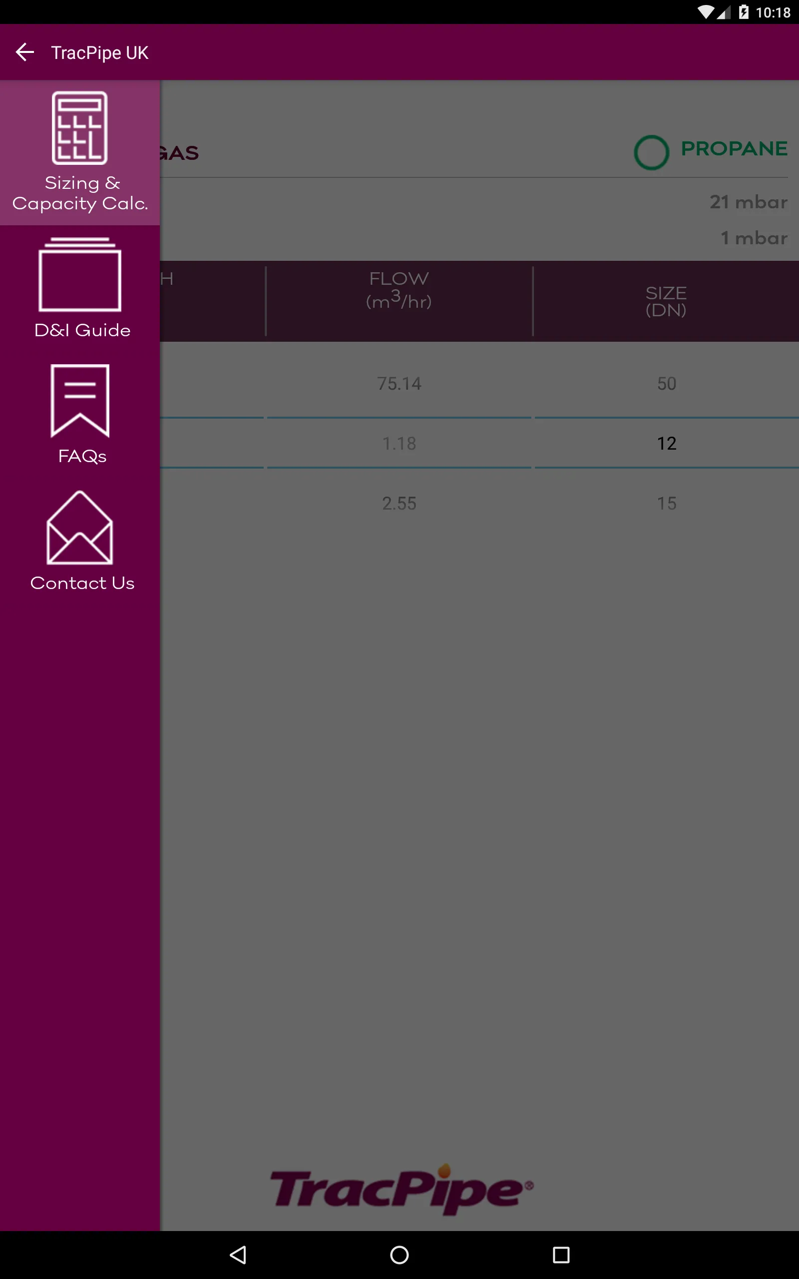 TracPipe UK Sizing & Ref Guide | Indus Appstore | Screenshot