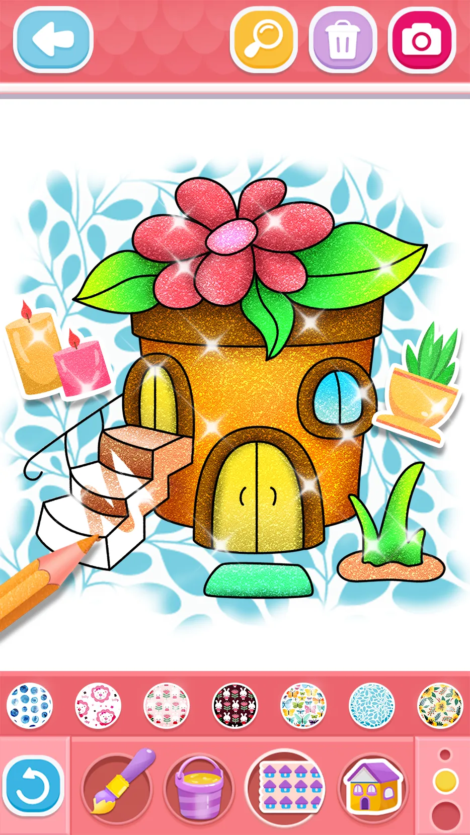 Glitter House coloring for kid | Indus Appstore | Screenshot