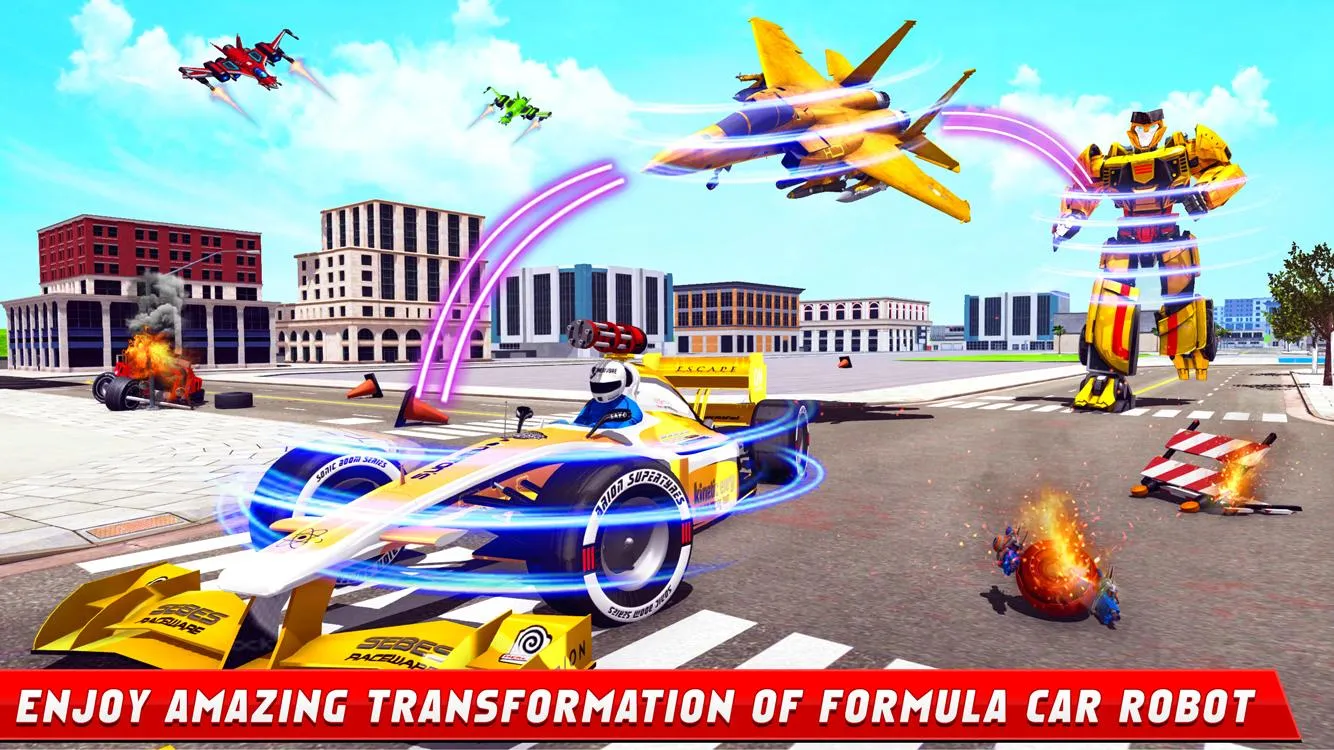 Flying Formula Car Robot Game | Indus Appstore | Screenshot