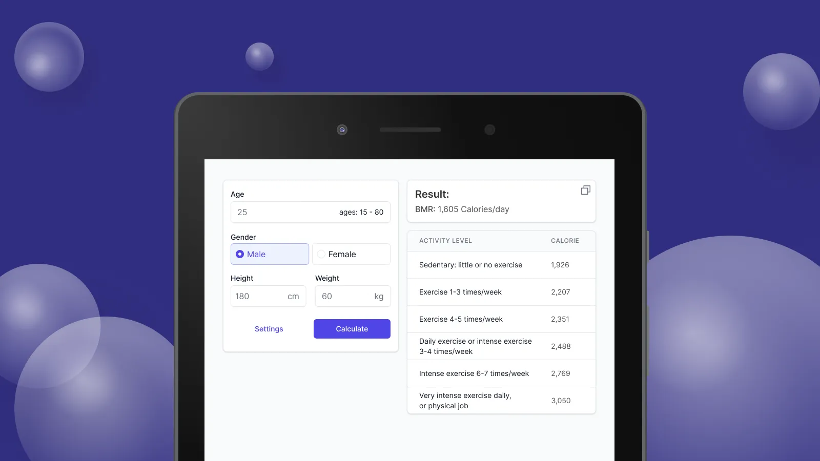 BMR Calculator | Indus Appstore | Screenshot