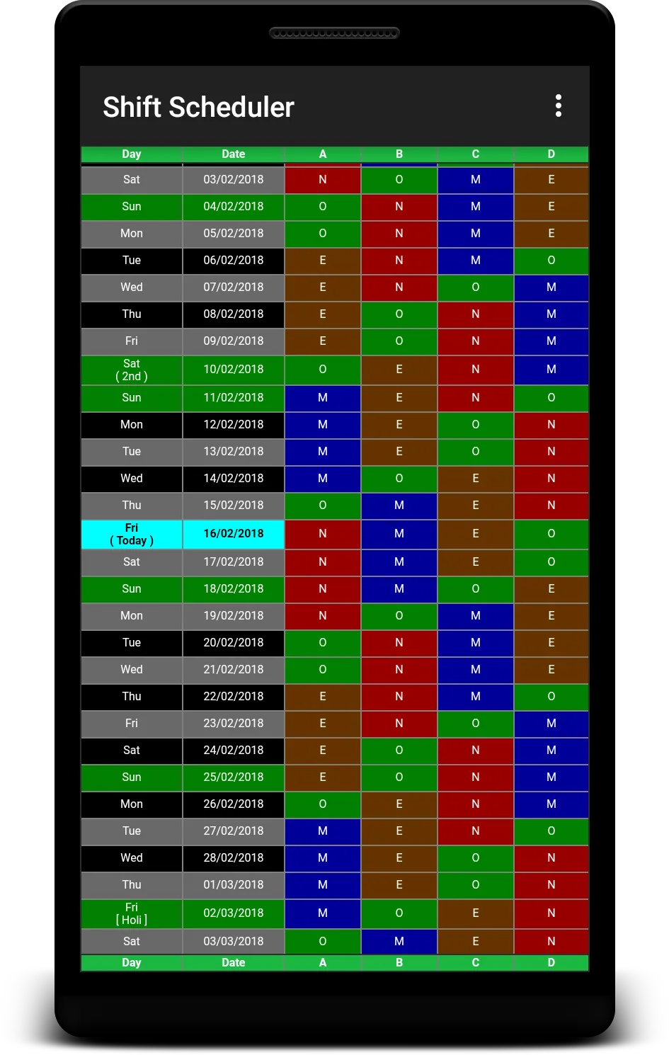 Shift Scheduler (4crew 3shift) | Indus Appstore | Screenshot