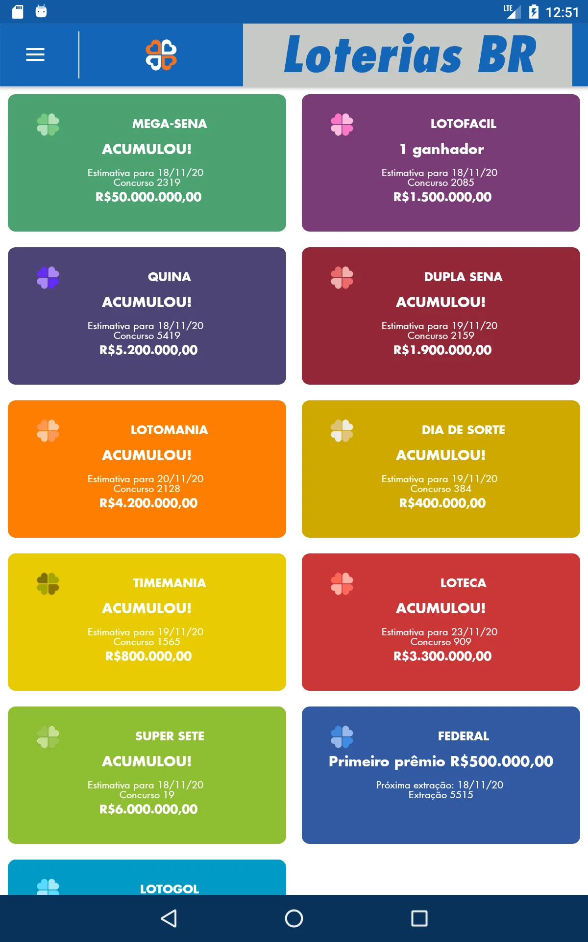 Brazilian Lottery Games | Indus Appstore | Screenshot